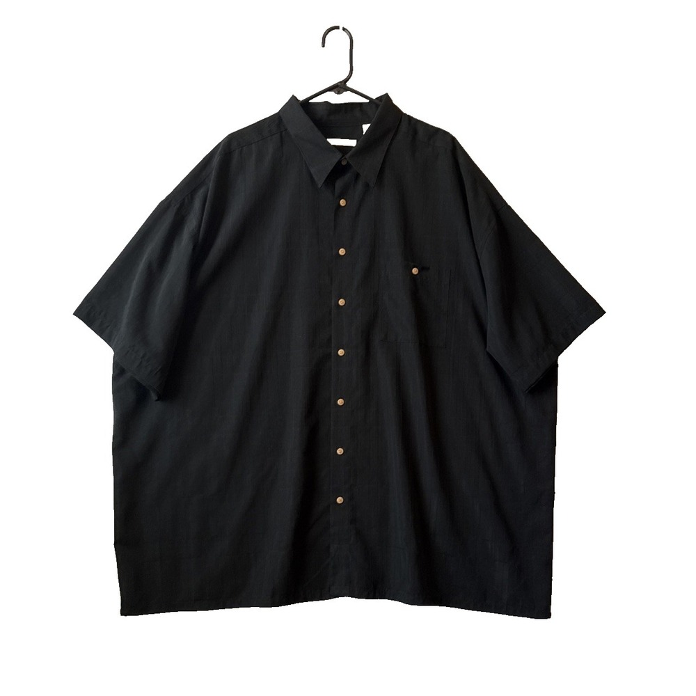 Moda‎ Campia Short Sleeve Black Soft Woven Button Up Shirt 4X Camp Resort Retro